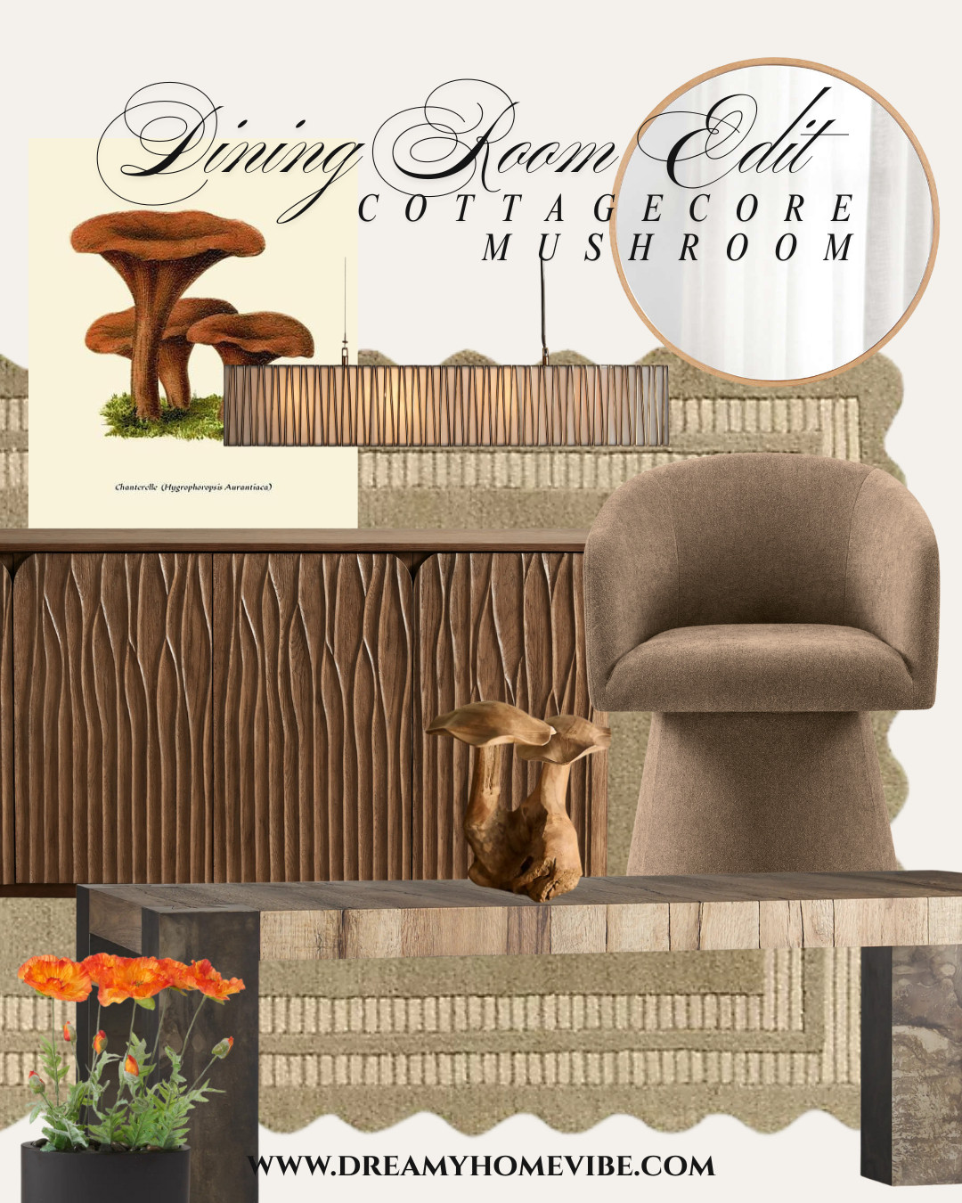  Bring the magic of cottagecore into your dining room with whimsical mushroom details, warm wood tones, and soft textures. Pieces like the Telluride Dining Table and Norris Sideboard balance style and functionality beautifully.
 This dreamy, cozy space is perfect for gatherings, meals, or quiet mornings with coffee. Click to shop your favorites!
 #HomeDecor #DiningRoom #Cottagecore 

 #LTKHome