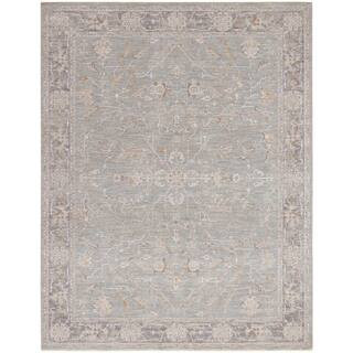 Asher Blue Ivory 8 ft. x 10 ft. All-over design Traditional Area Rug | The Home Depot