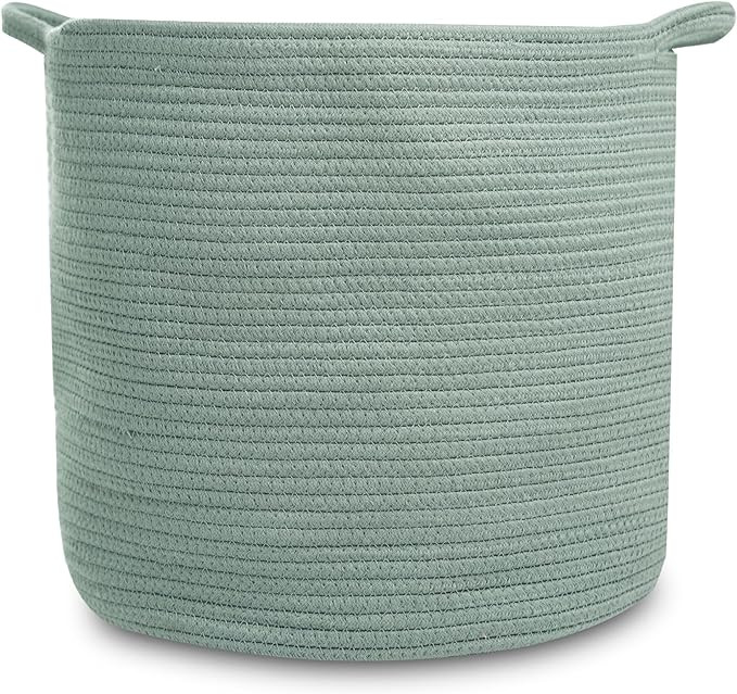 Natemia Rope Storage Basket- Nursery Bin and Toy Organizer (15”x15”x14”), Laundry Basket, B... | Amazon (US)