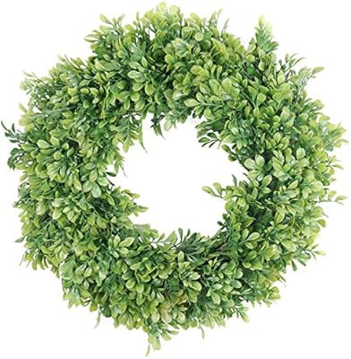 Pauwer Artificial Green Leaves Wreath 18" Boxwood Door Wreath Spring Green Wreath for Front Door ... | Amazon (US)