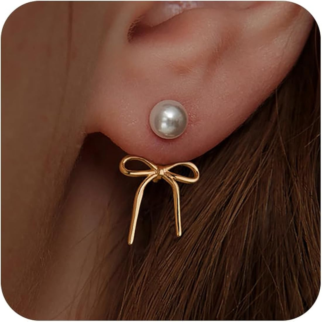 Pearl Earrings for Women Gold Hoop Earrings for Women Trendy 14K Gold Plated Pearl Huggie Earring... | Amazon (US)