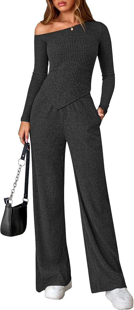 PRETTYGARDEN Casual Two Piece Sets for Women Knit Lounge Set | Amazon (US)
