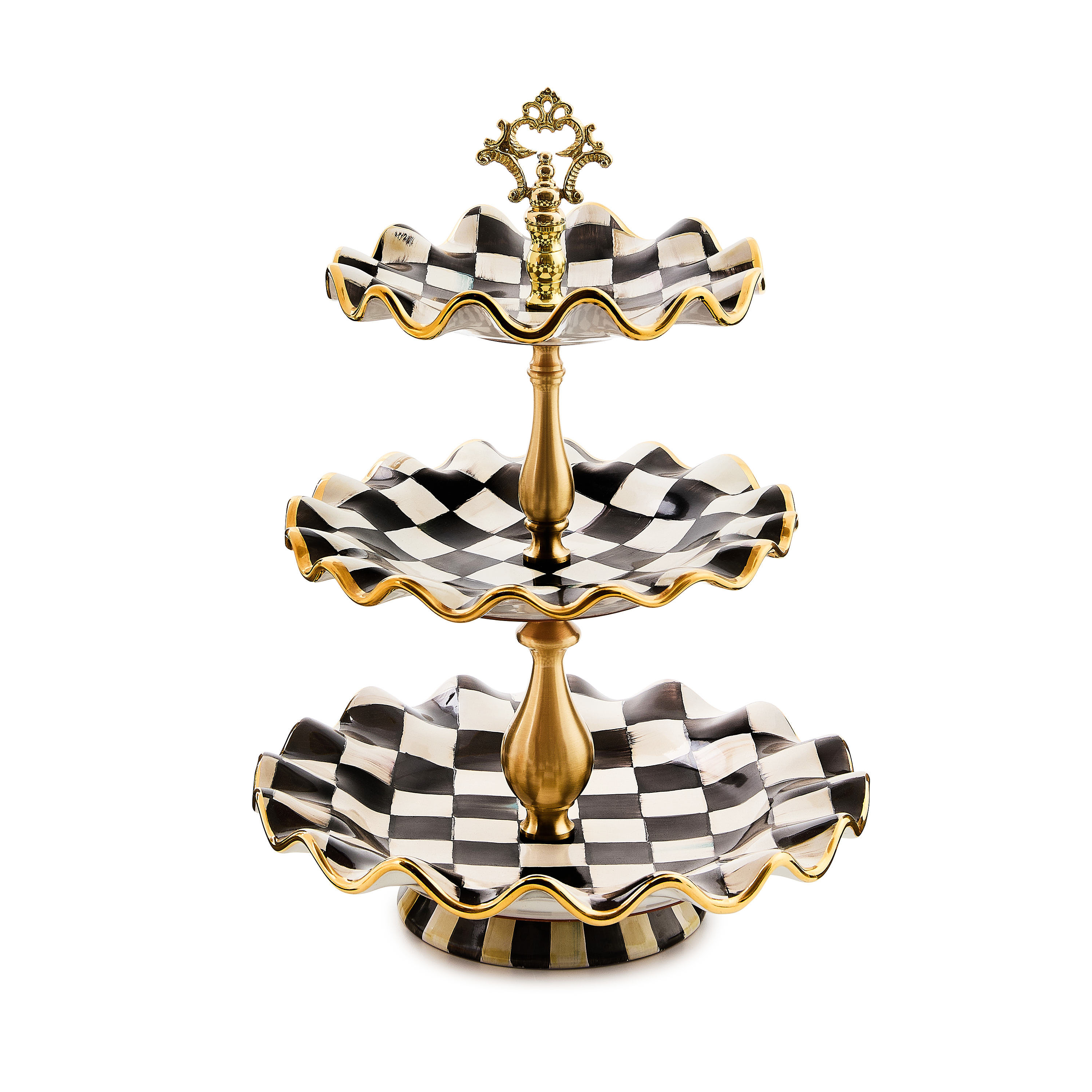 MacKenzie-Childs Courtly Check Ceramic Three Tier Sweet Stand | MacKenzie-Childs