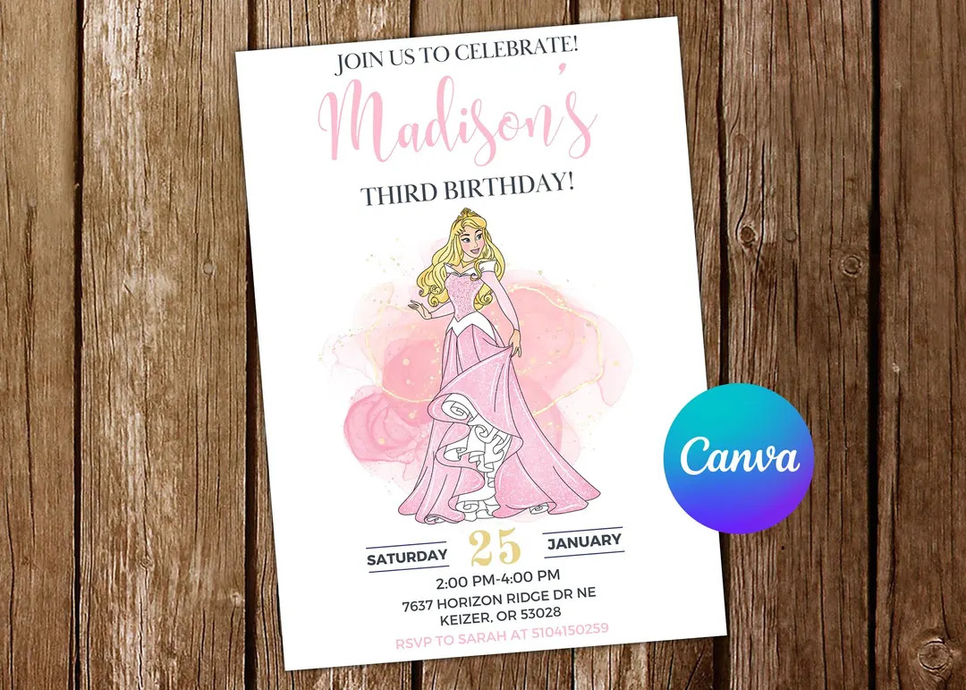 Aurora Invitation Sleeping Beauty Princess Aurora Invitation Aurora Birthday Aurora Invite Aurora... | Etsy (US)