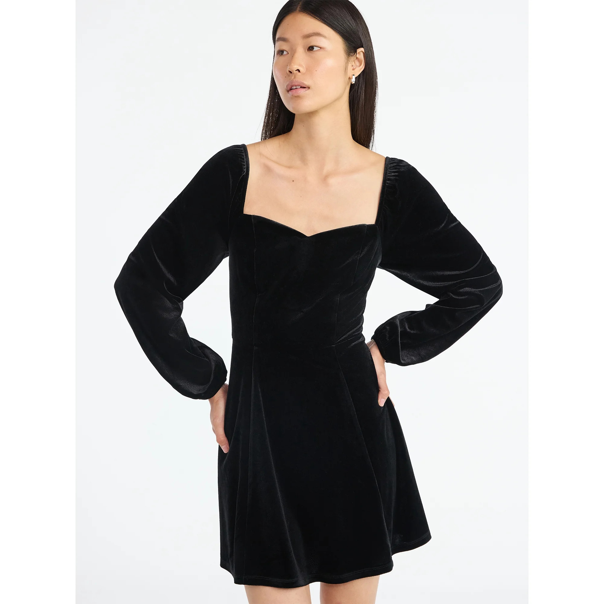Scoop Women's and Women's Plus Velvet Sweetheart Mini Dress, Sizes XS-4X | Walmart (US)