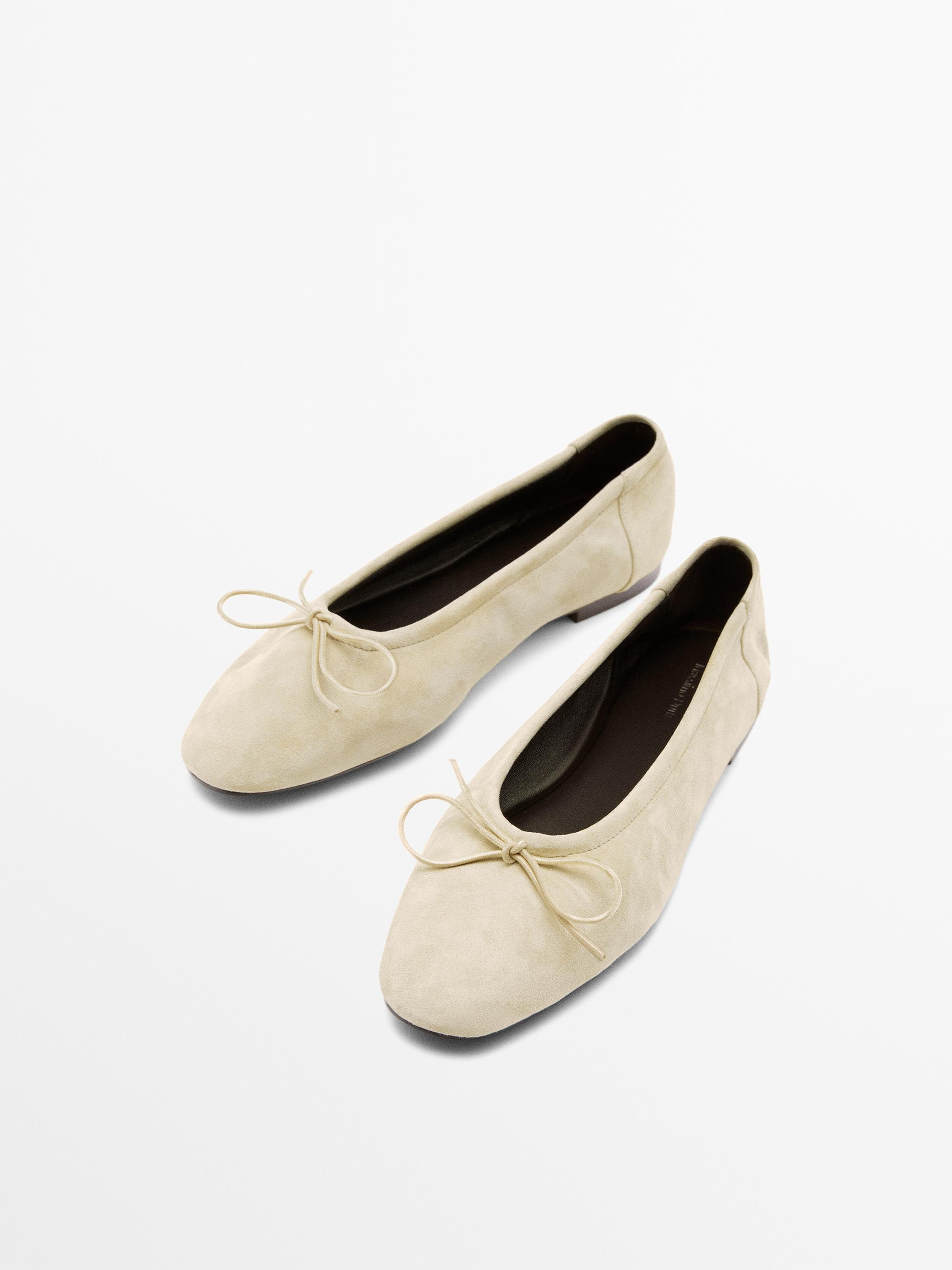 Gathered ballet flats with bow | Massimo Dutti UK