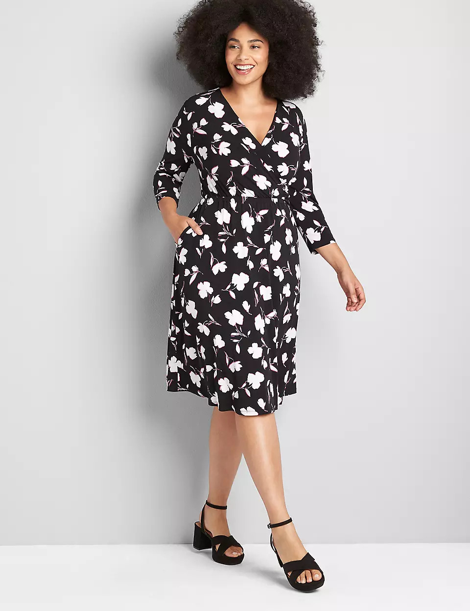 Crossover Floral Fit & Flare Dress | Lane Bryant (US)