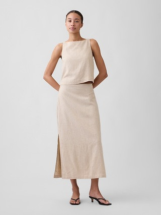 Linen-Blend Maxi Slip Skirt | Gap Factory