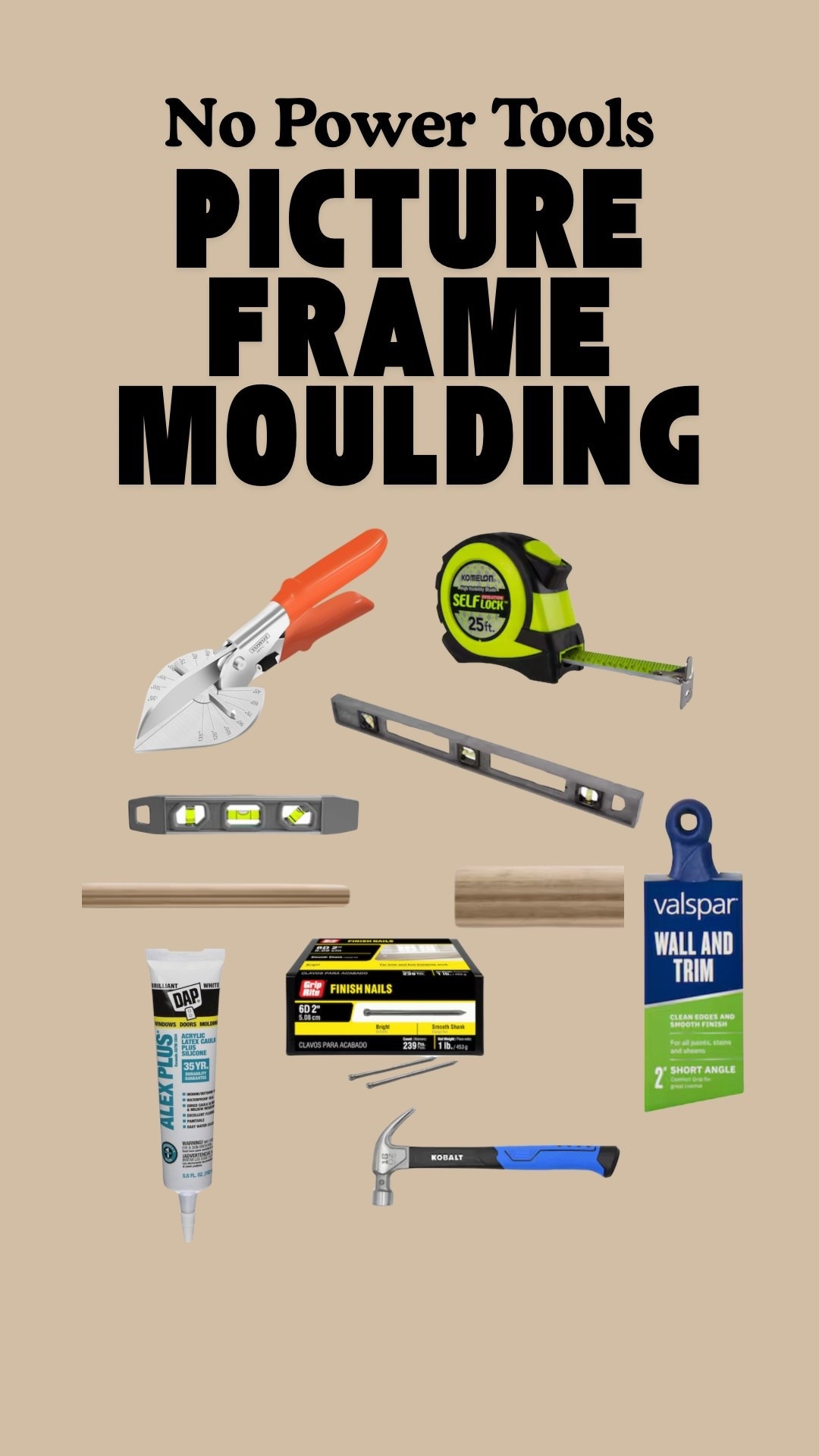 What I use to install picture frame moulding with no Power Tools! 