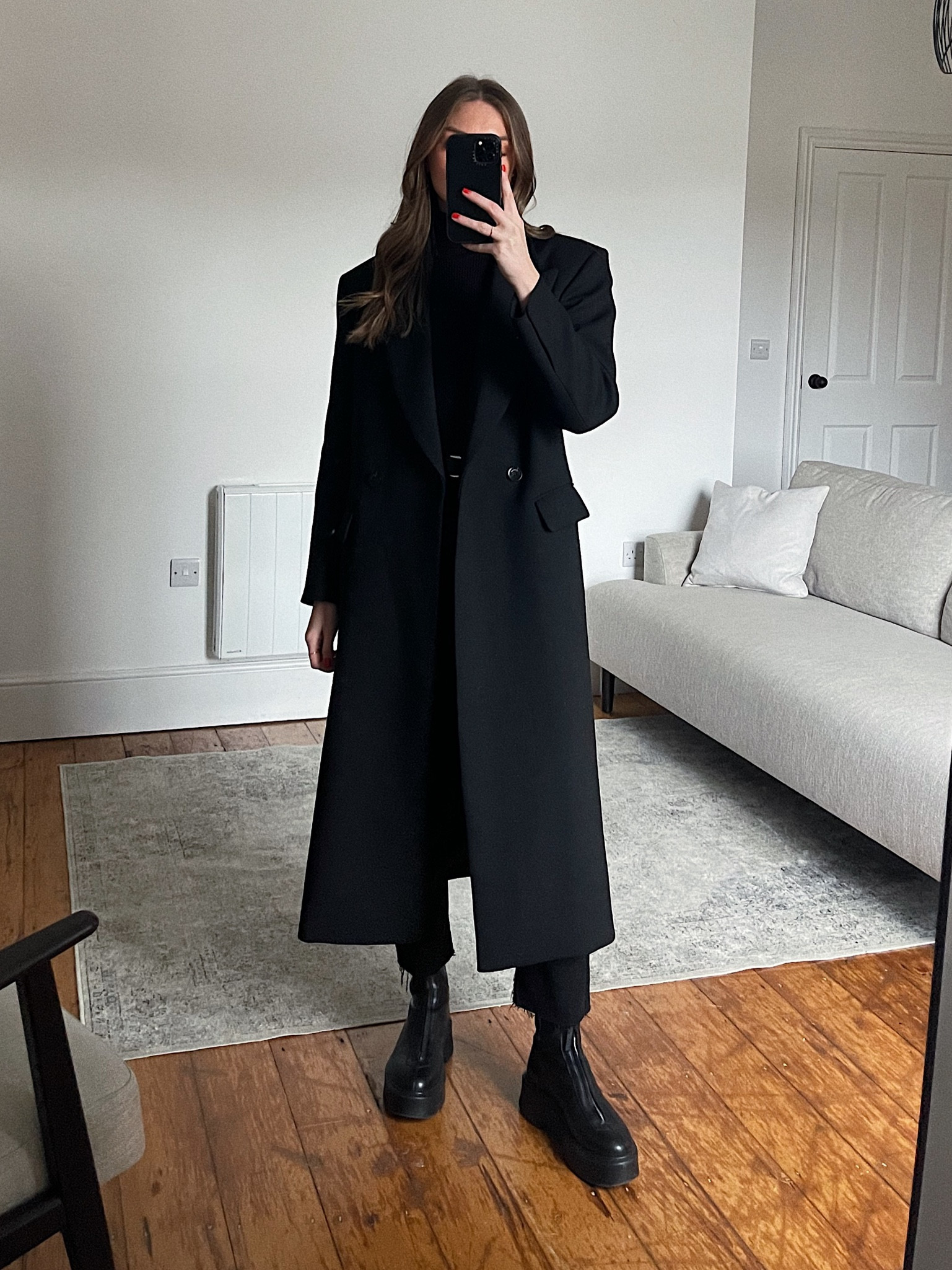 Mango long 2025 black coat