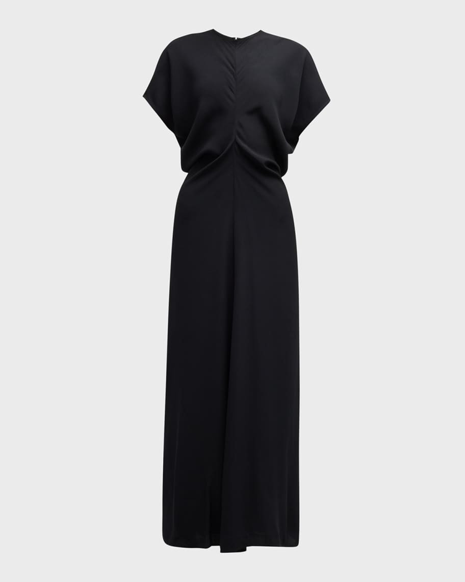 Toteme Satin Maxi Dress with Slouch Waist Detail | Neiman Marcus