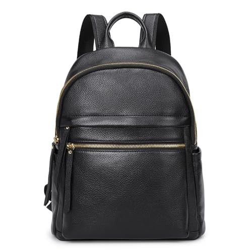 Kattee Genuine Leather Backpack Purse for Women Multi-functional Elegant Daypack Soft Leather Shoulder Bag Shopping Trip, Medium, Black | Amazon (US)