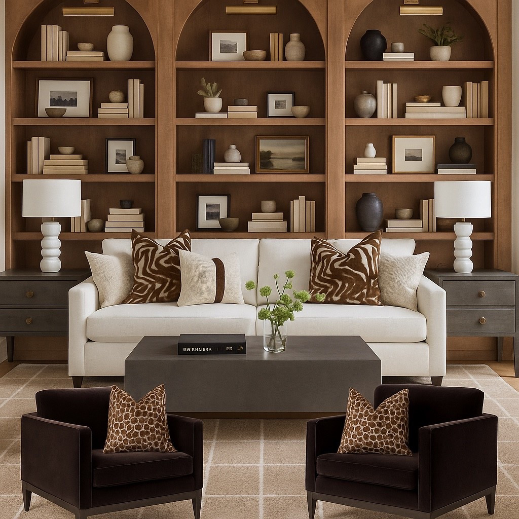 Sophisticated and cozy family room. adding warmth with tall bookcases to keep family photos and precious decor 

#homedecor #livingroom #arearug #couch #table #ltkhome

#LTKHome #LTKSaleAlert #LTKFamily