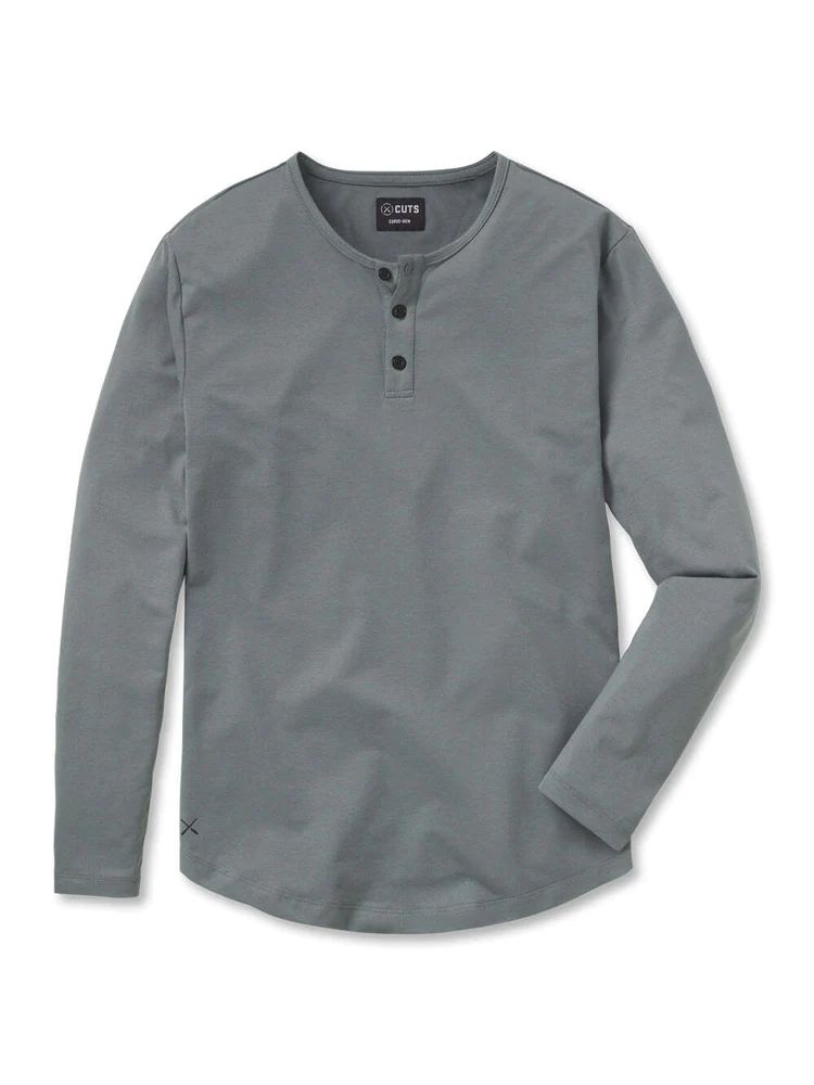 AO Long Sleeve Henley Curve-Hem | Cuts Clothing