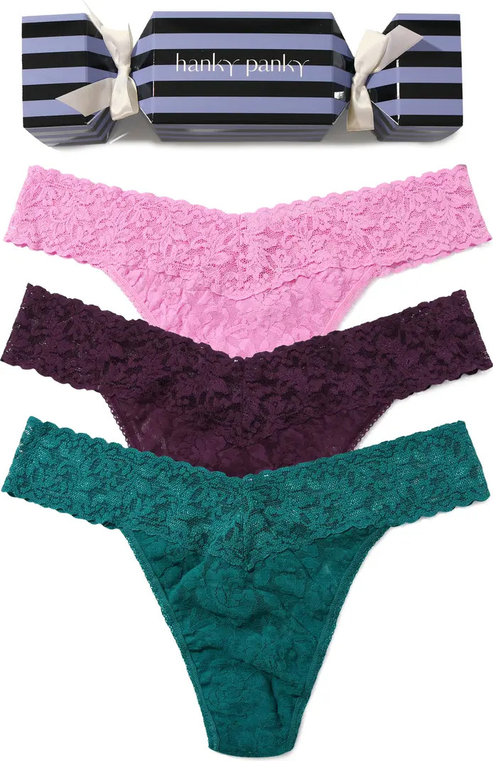 Holiday Cracker Assorted 3-Pack Original Rise Thongs | Nordstrom