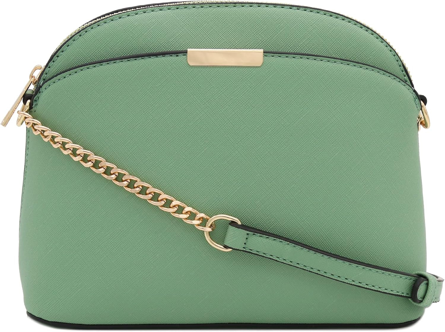 FashionPuzzle Saffiano Small Dome Crossbody bag with Chain Strap | Amazon (US)