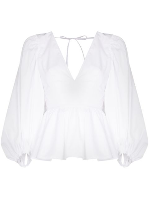puff sleeves V-neck blouse | Farfetch (US)