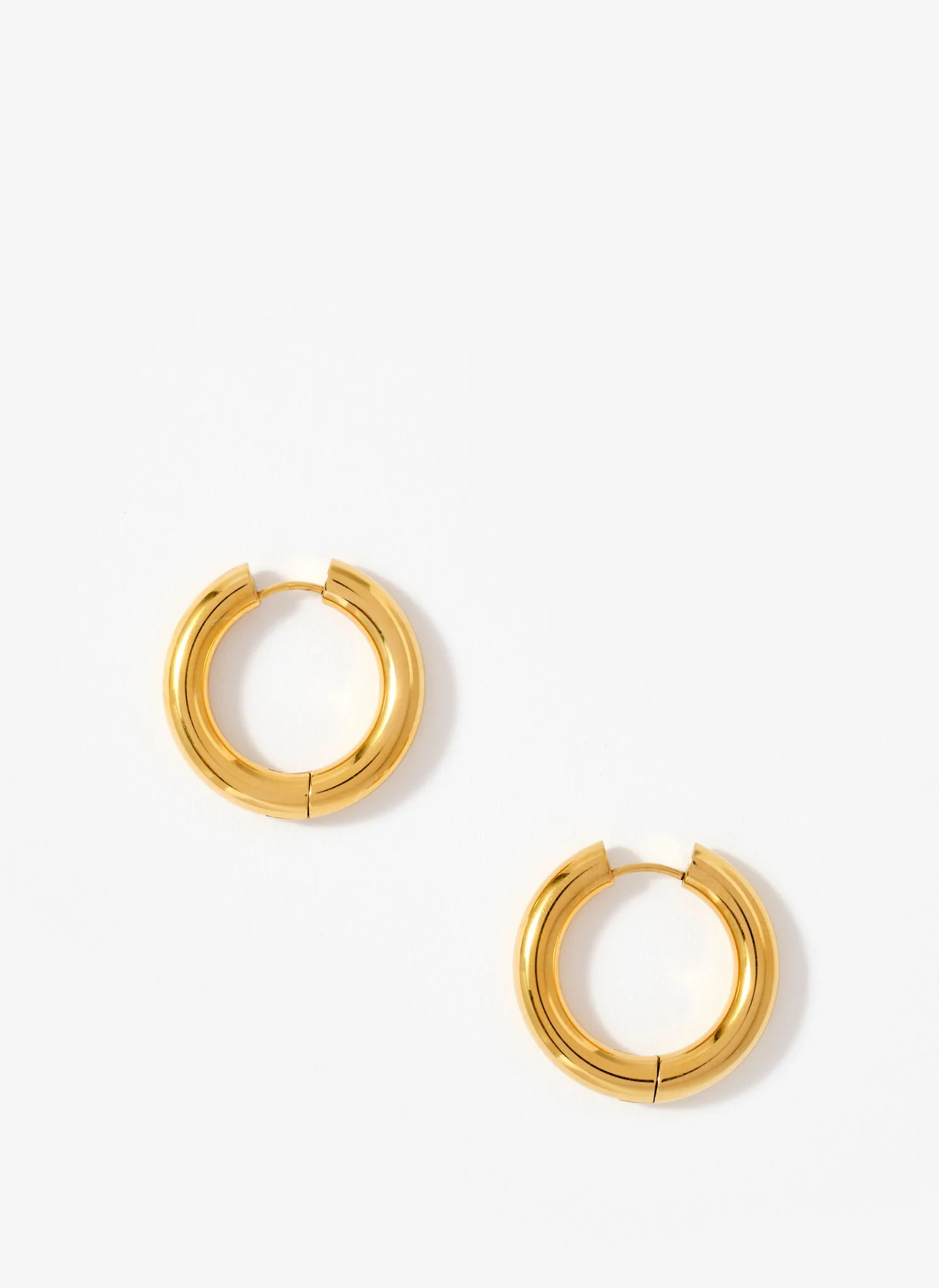 Gold Stainless Steel Large Hoop Earrings | Mint Velvet