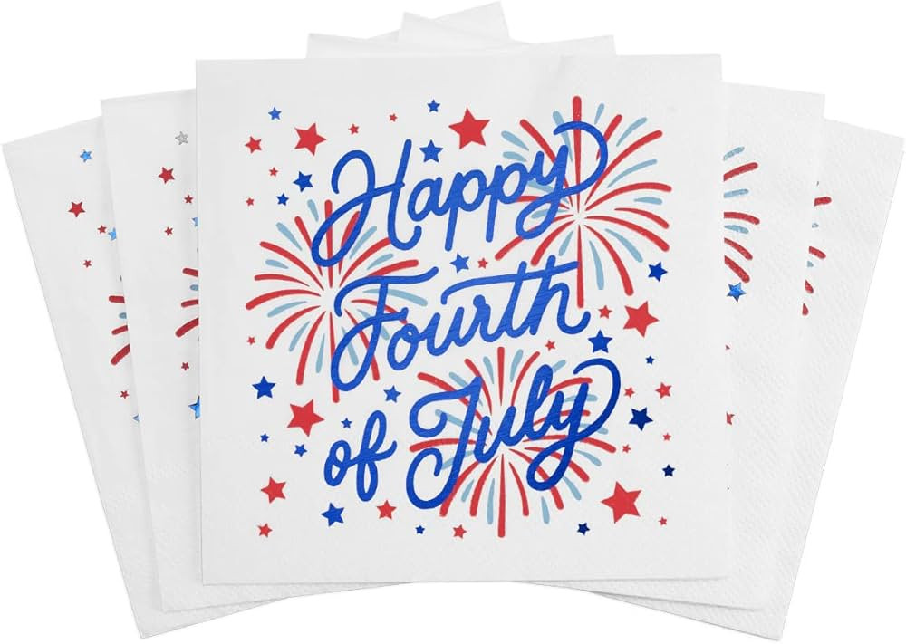 xo, Fetti Fourth of July Napkins - 3-ply, 25 pcs | USA Party Favors, American Flag Party Supplies... | Amazon (US)