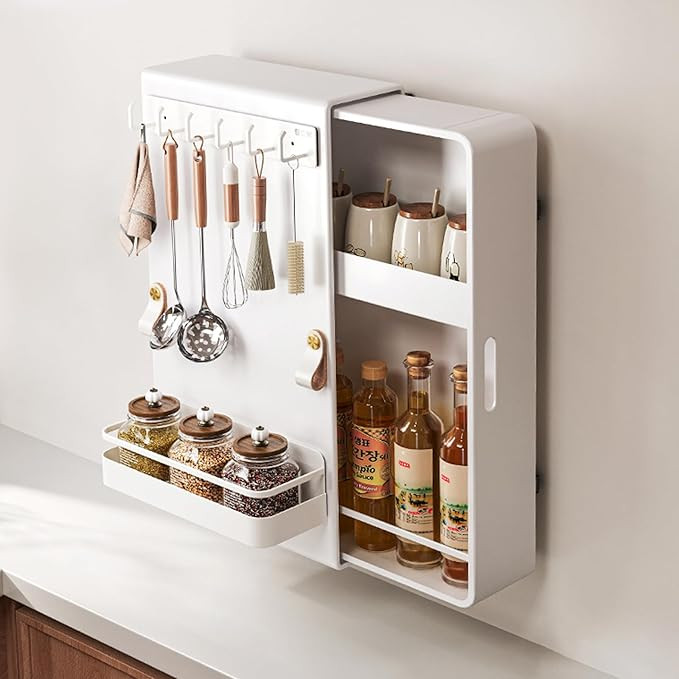 Carbon Steel Wall Mounted Kitchen Storage Pull Out Durable Slide Out Spice Racks Organizer,Two wa... | Amazon (US)