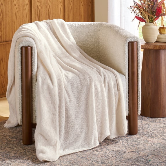 Better Homes & Gardens Vanilla Dream Boucle Reverse to Faux Fur Oversized Throw Blanket, 50 in x ... | Walmart (US)