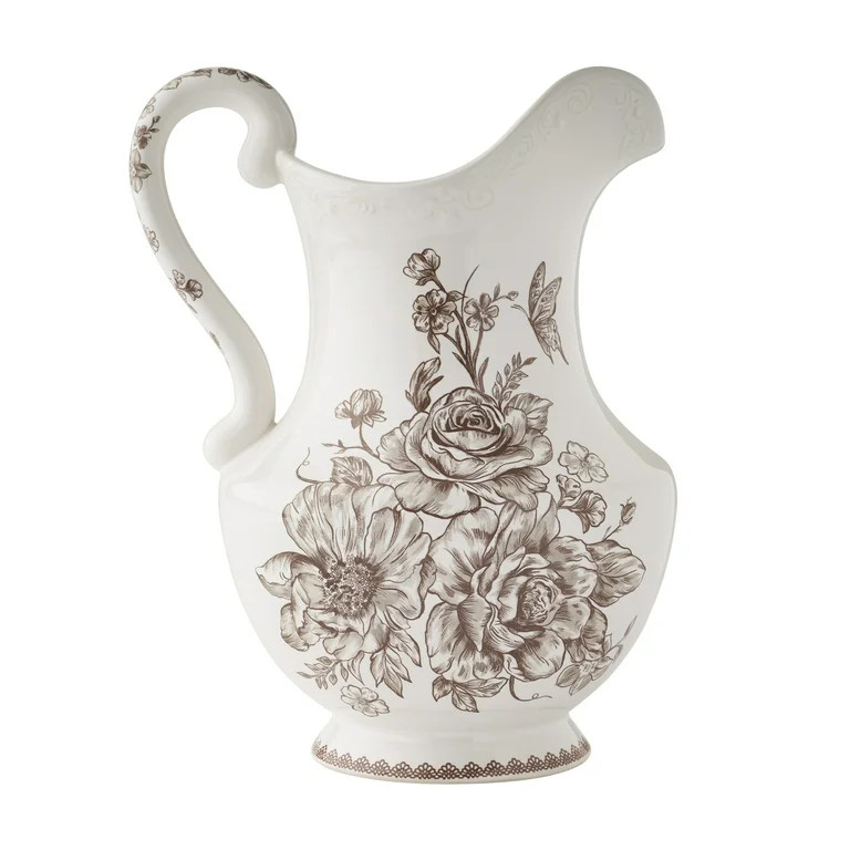 The Pioneer Woman Agatha Stoneware 2-Quart Pitcher, Brown | Walmart (US)