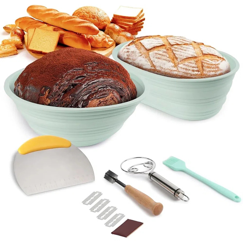 Banneton Bread Proofing Basket 7-Piece Sourdough Bread Proofing Basket for Baking 9 In Round & 10... | Wayfair North America