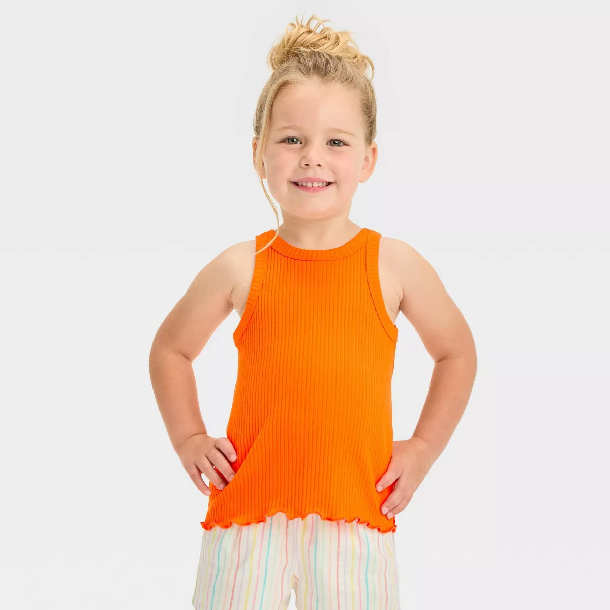 Toddler Girls' Ribbed T-Shirt - Cat & Jack™ Orange 18M | Target