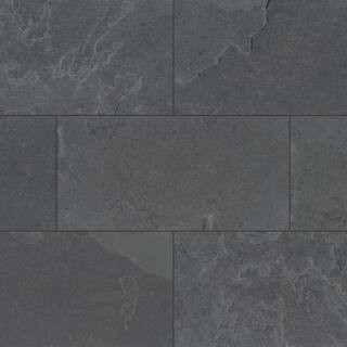 Montauk Black 12 in. x 24 in. Textured Slate Stone Look Floor and Wall Tile (10 sq. ft./Case) | The Home Depot