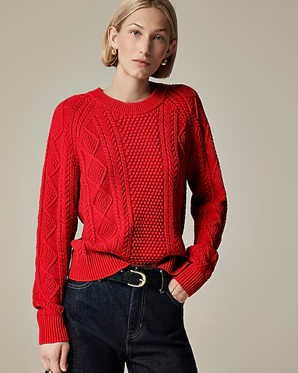 Cotton cable-knit crewneck sweater | J. Crew US