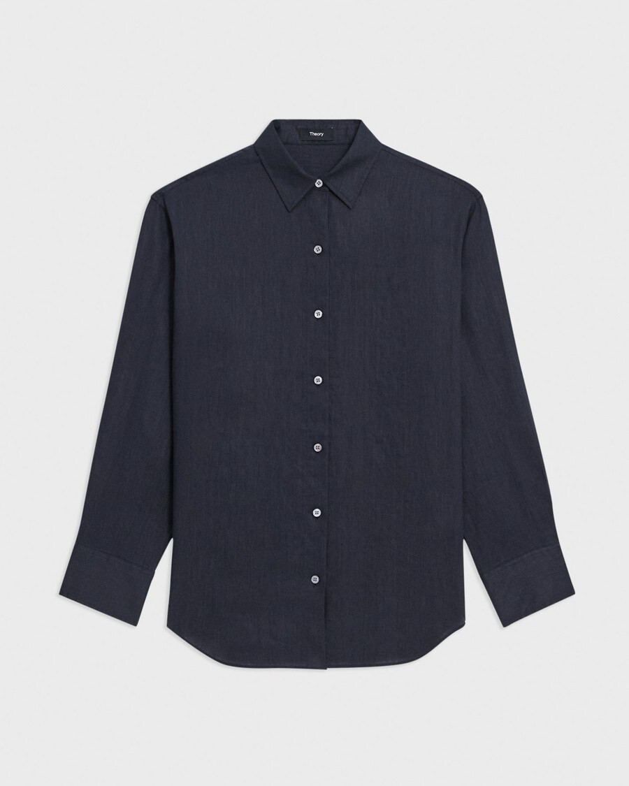 Boyfriend Shirt in Relaxed Linen | Theory