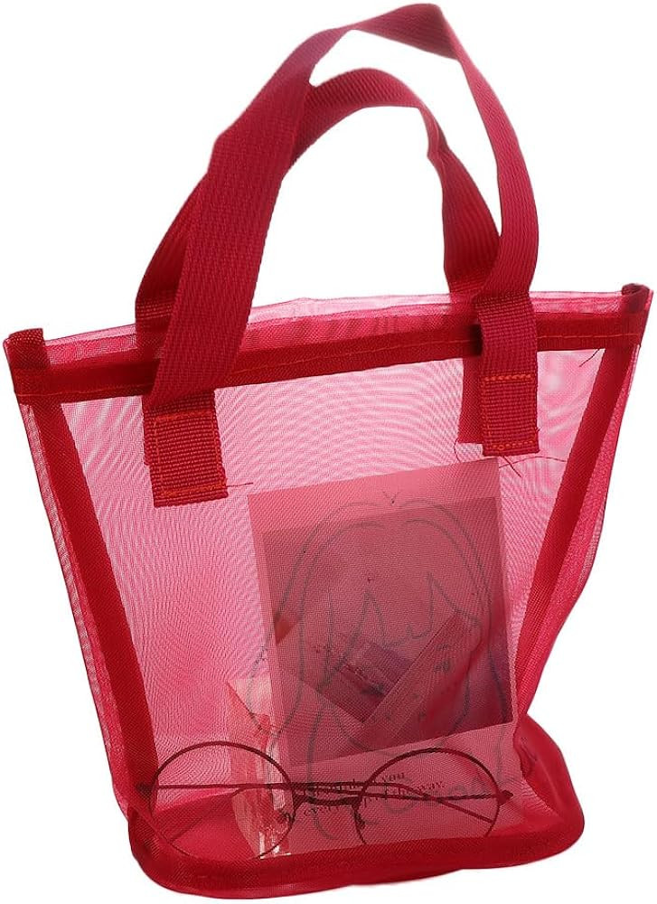 Women Handbag Summer Fashion Makeup Bag Transparent Foldable Mesh Large Storage Bag | Amazon (US)