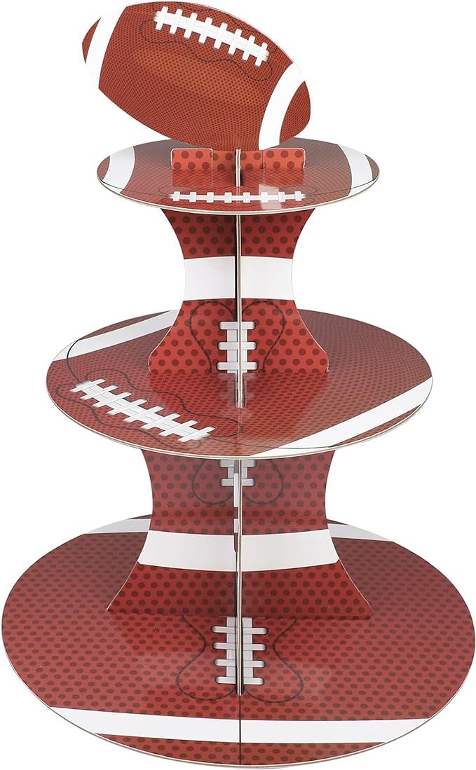 Football Cupcake Stand Football Theme Party Decorations 3 Tier Football Cupcake Tower Round Cardb... | Amazon (US)