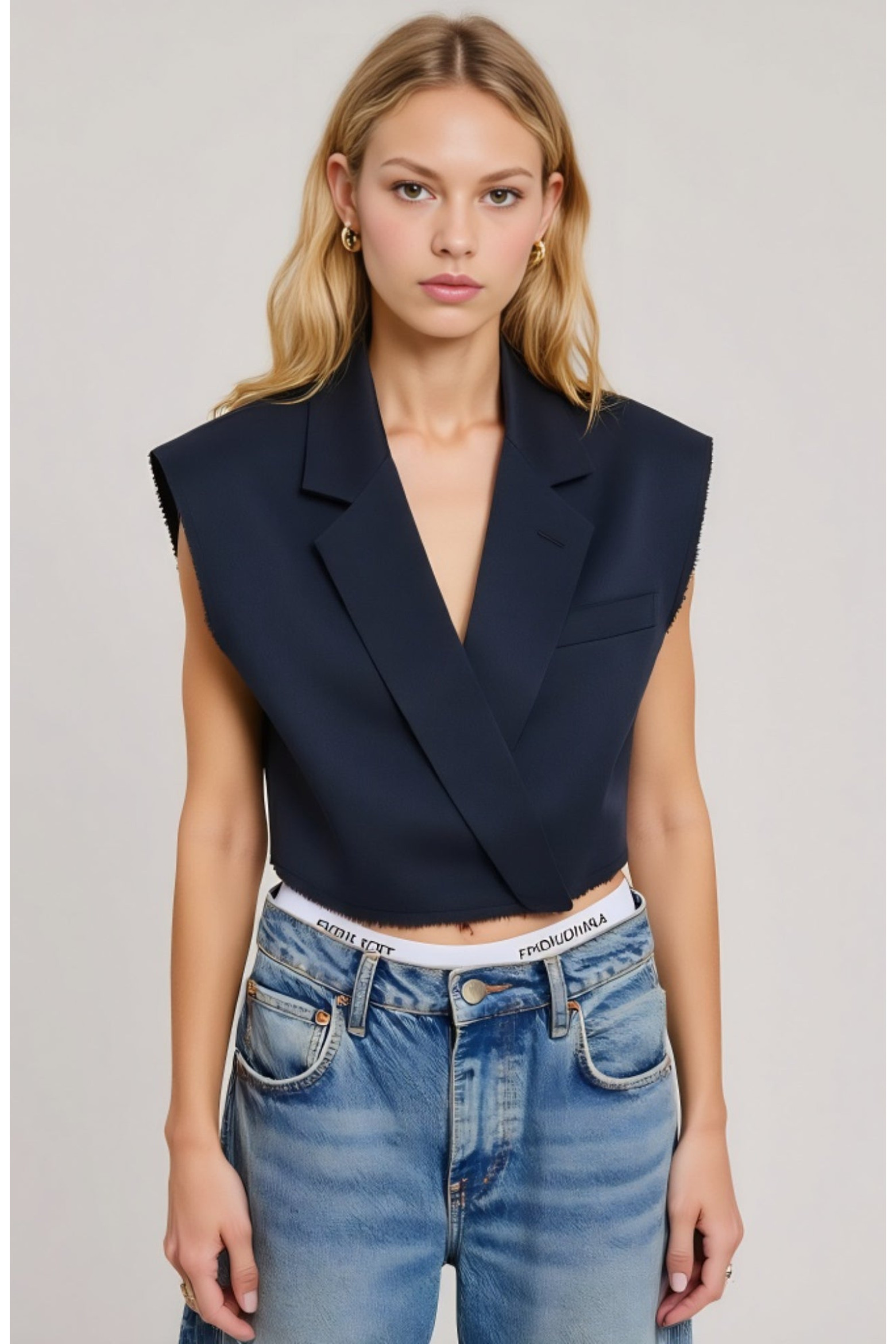 Modenaire Sleeveless Cropped Tailored Collar Raw Edge Hem Blazer Vest (Women) | Nordstrom | Nordstrom
