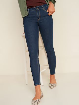 Mid-Rise Dark-Wash Super Skinny Jeans for Women | Old Navy (US)