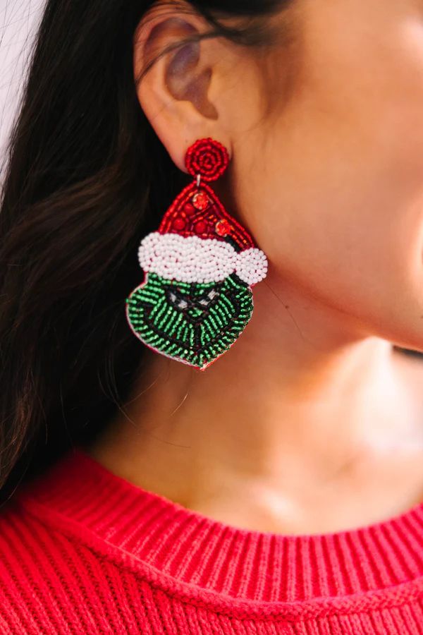 The Grinch Green Beaded Earrings | The Mint Julep Boutique