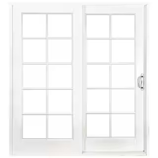 72 in. x 80 in. Woodgrain Interior, White Exterior Composite Prehung Right-Hand DP50 Sliding Pati... | The Home Depot