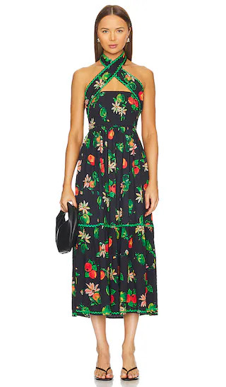 Pia Midi Dress in Apple Print | Revolve Clothing (Global)