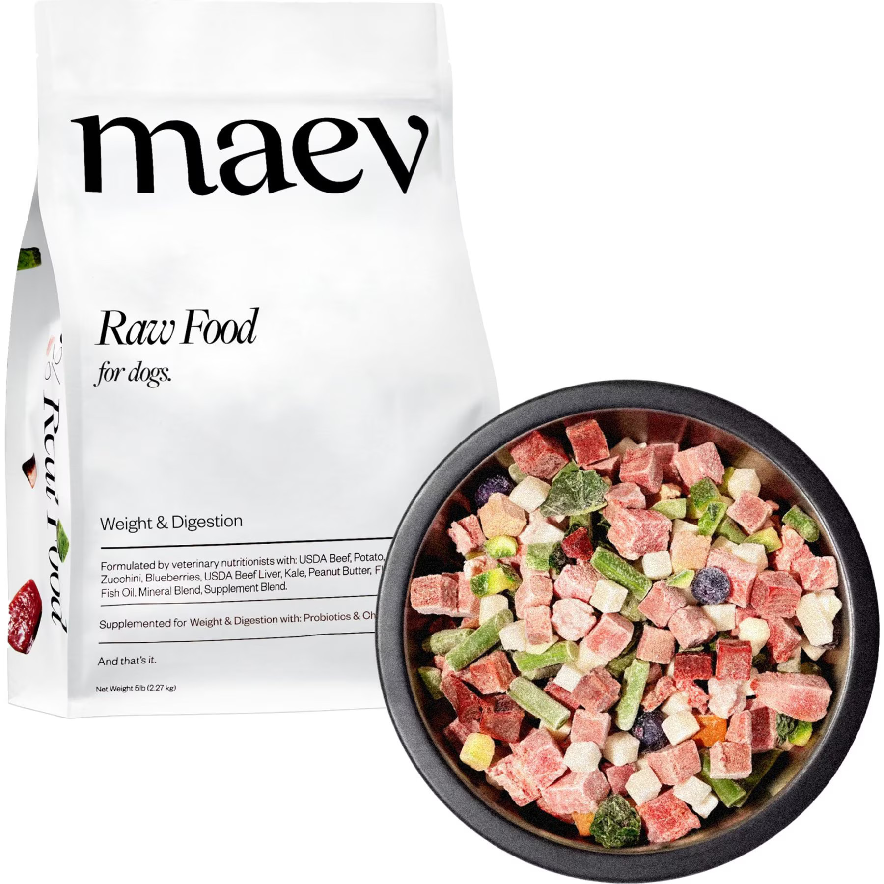 MAEV Weight & Digestion Human-Grade Raw Frozen Beef Dog Food, 30-lb bundle | Chewy