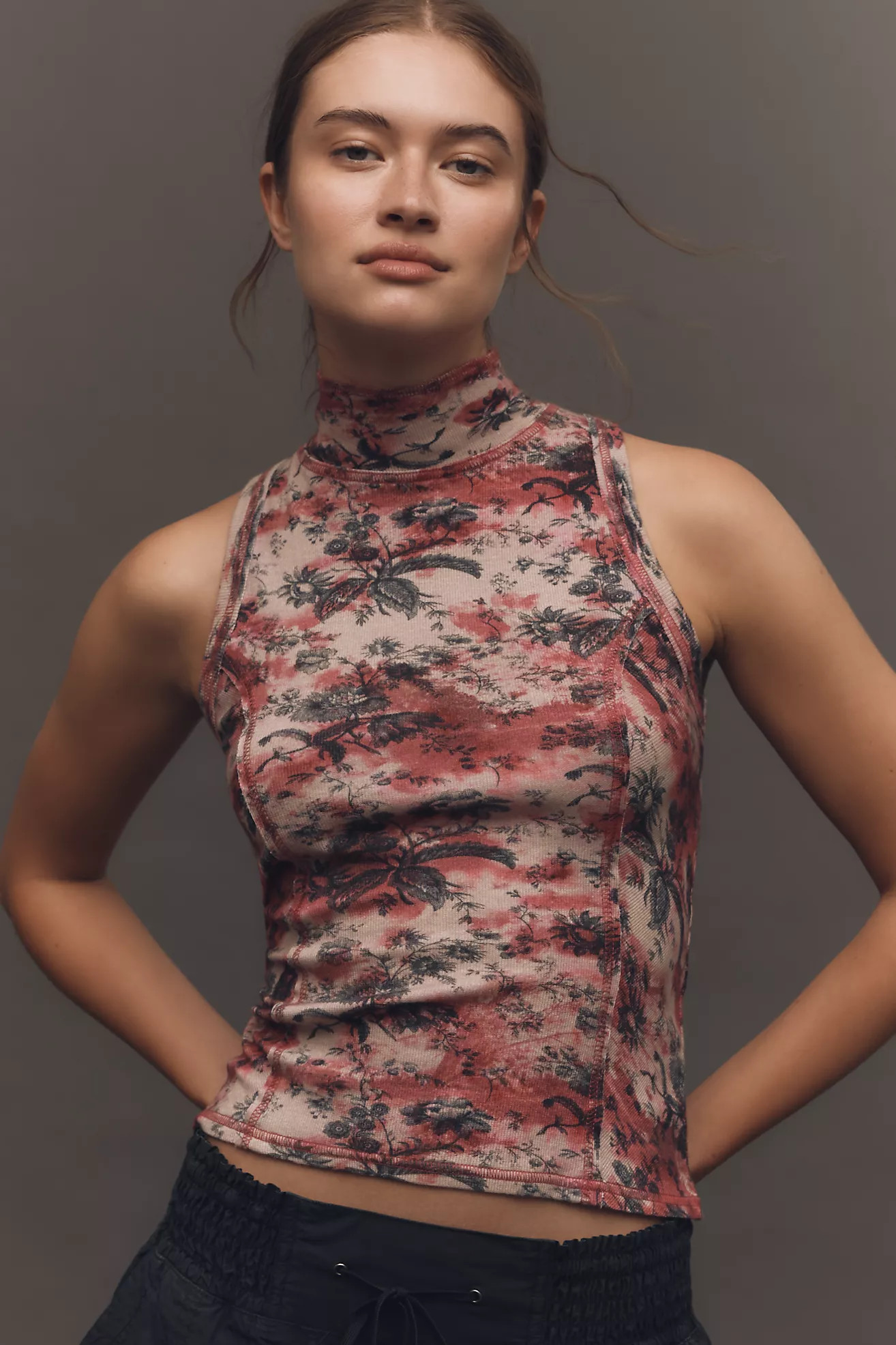 Pilcro Printed Turtleneck Tank Top | Anthropologie (US)