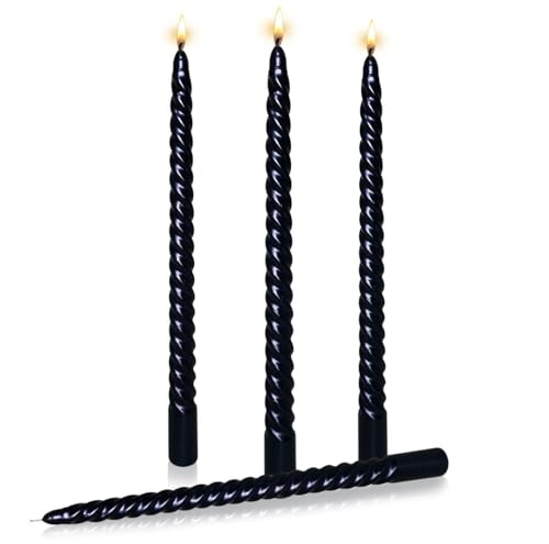 Taper Candles, Glossy Metal Style Halloween Candles Ture Dripless Black Taper Candles Set of 4,Smokeless Candles,Unscented Tapered Candles for Home Decor,Halloween Decor | Amazon (US)