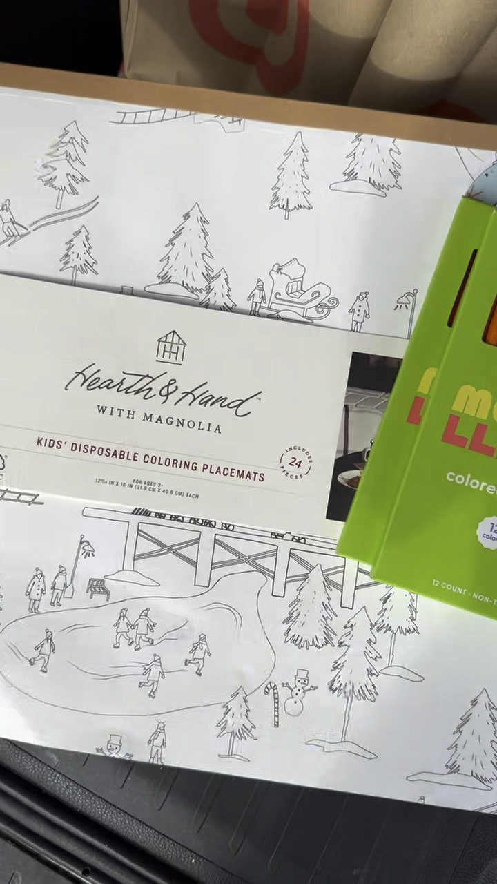 AND these disposable winter village placemats for kids! Bought this + these packs of $1 color pencils for each kid to make for Thanksgiving placemats at my mom’s house and since there are 24 of these - going to use them for Christmas as well! 

#LTKHoliday #LTKkids #LTKfindsunder50