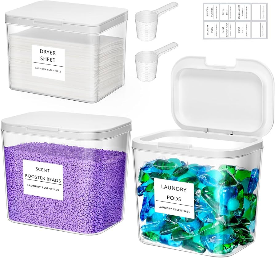 Lifewit 2+1 Laundry Pods Container & Dryer Sheet Holder, Large Powder Detergent Dispenser Storage... | Amazon (US)