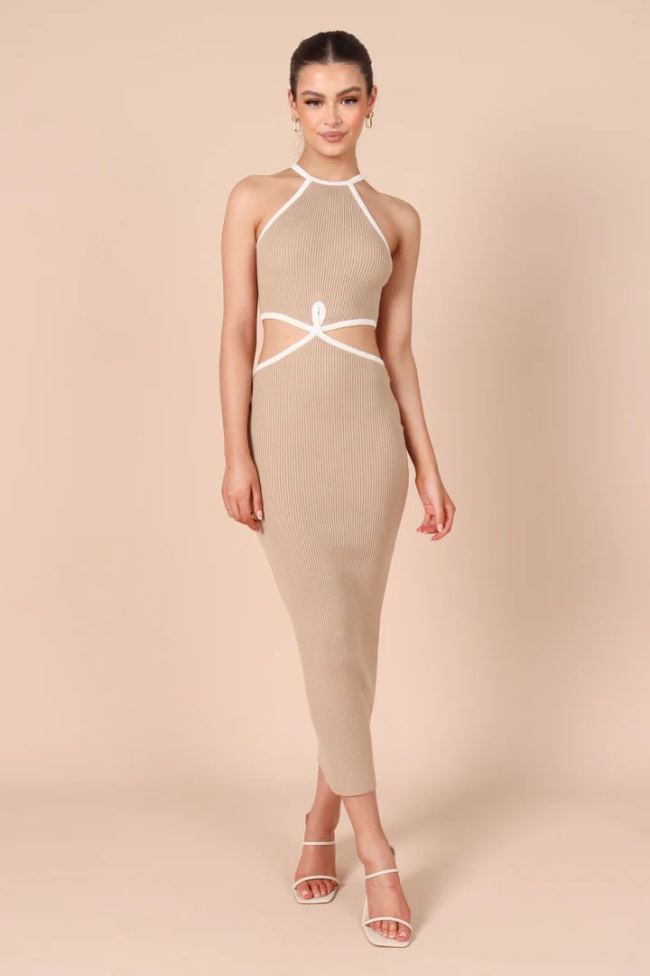 Stasia Cutout Ribbed Maxi Dress - Beige | Petal & Pup (US)