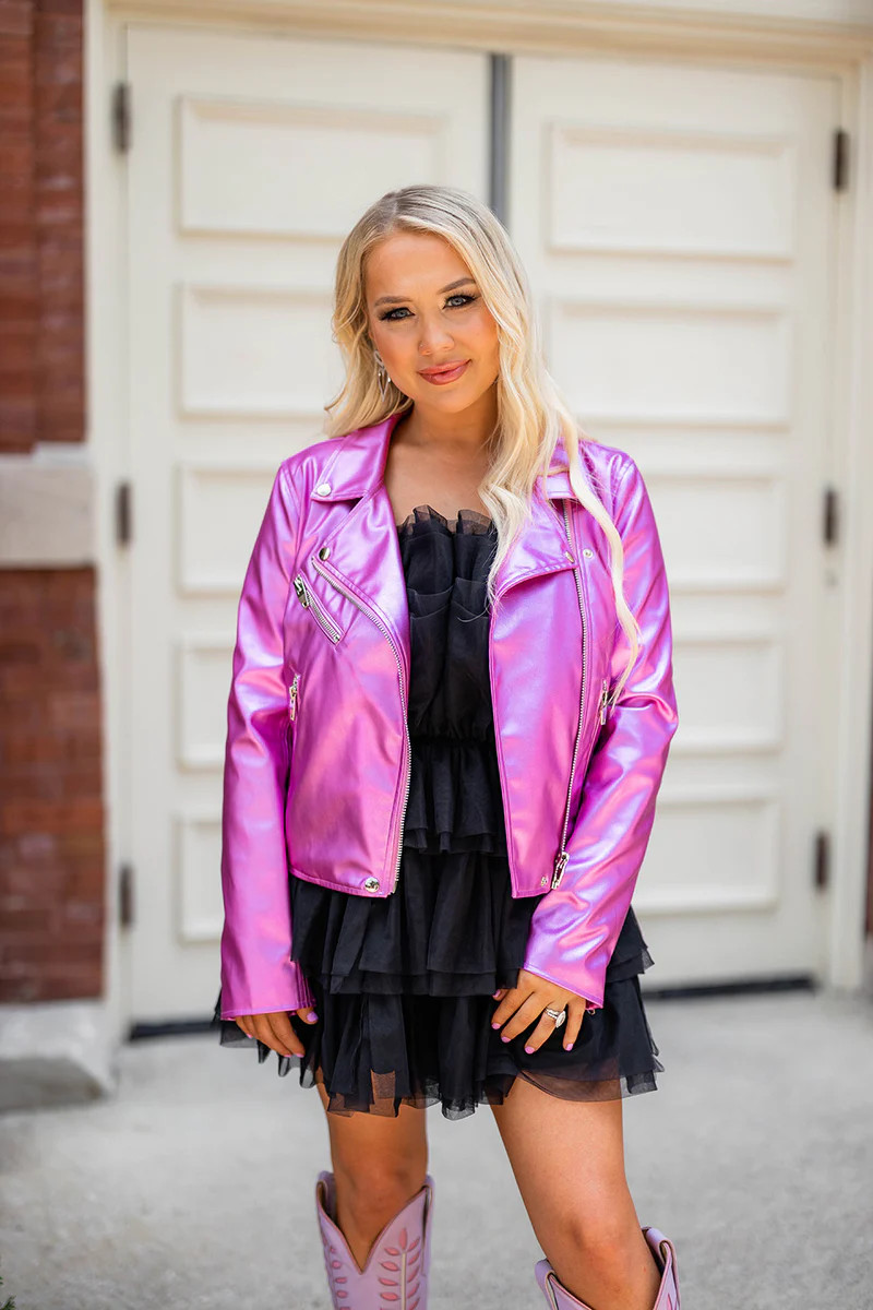 BuddyLove | Dani Vegan Leather Jacket | Magenta | BuddyLove