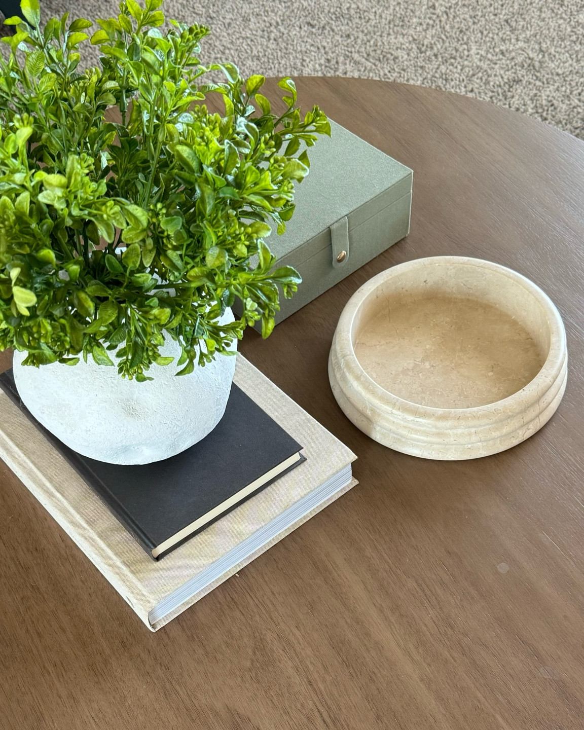 Minimal spring coffee table styling 🌷 I used 3 bunches of greenery for the vase!

#LTKhome #LTKstyletip #LTKSeasonal