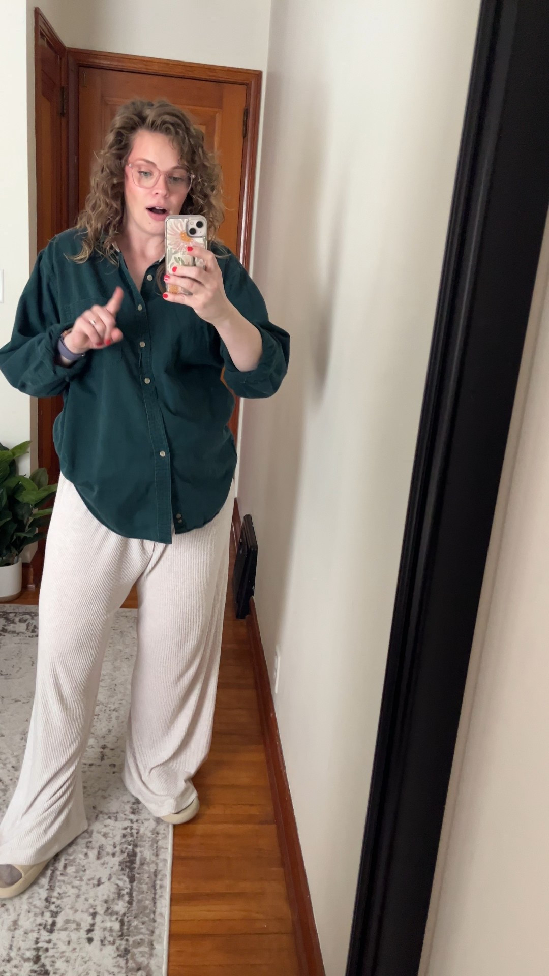 I love shopping the mens section at thrift stores! Especially button ups for pregnancy and beyond! These pajama pants have been so comfy this pregnancy!!
