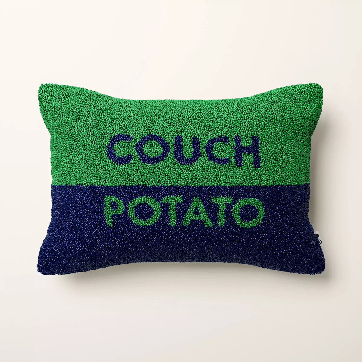 18"x12" Couch Potato Beaded Colorblock Rectangle Lumbar Throw Pillow Green/Navy - kate spade new ... | Target