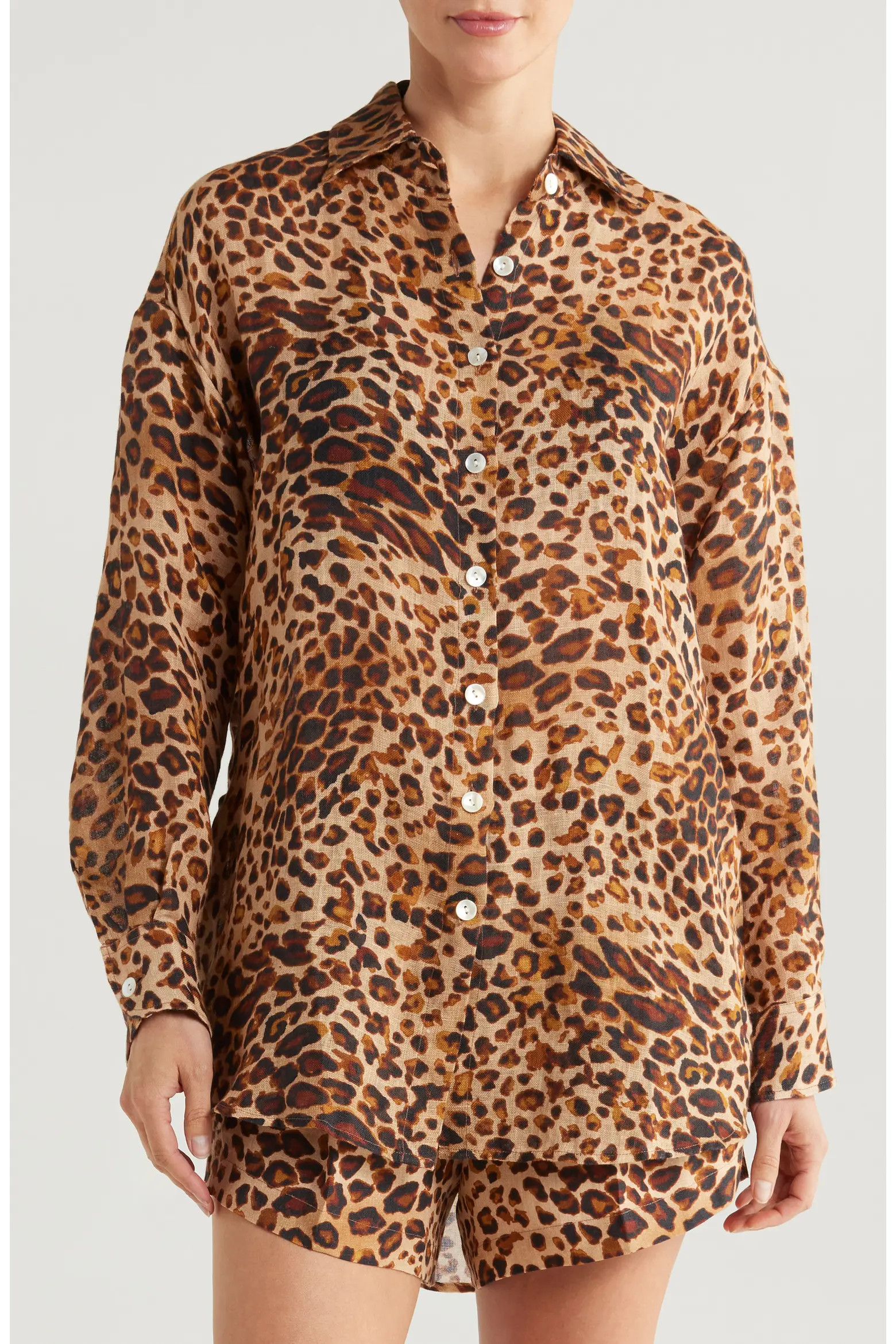 Vitamin A® Playa Oversize Linen Cover-Up Shirt in Summer Bloom Eco Linen at Nordstrom, Size Medi... | Nordstrom