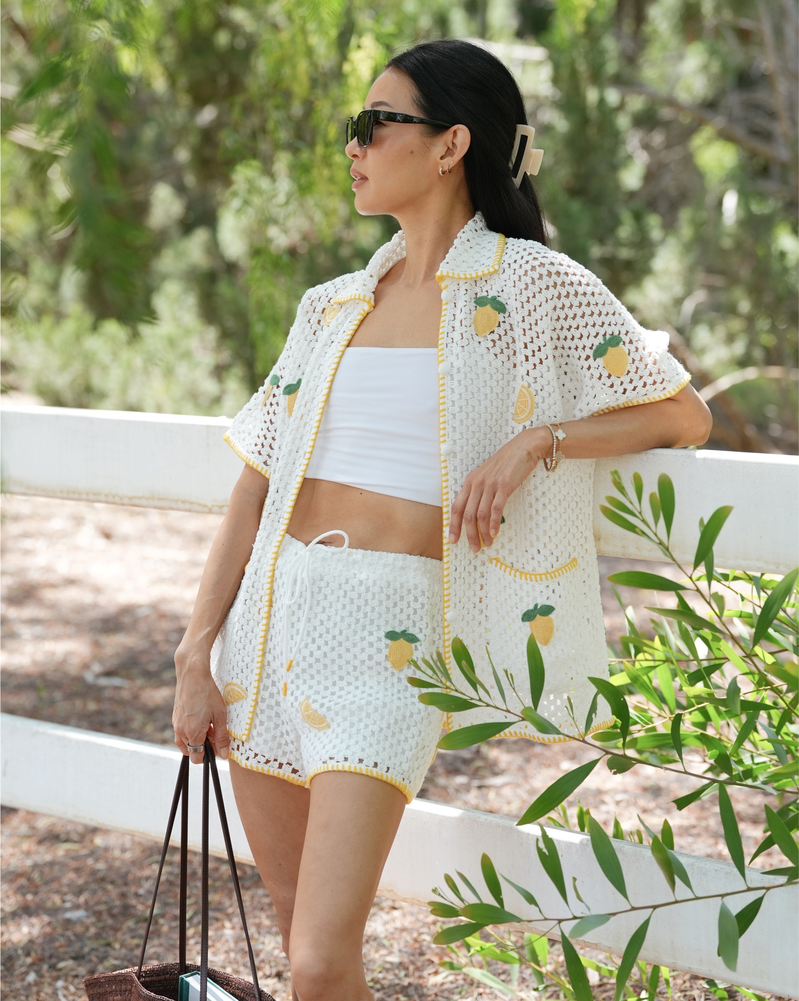 The cutest, crocheted, lemon print set that’s perfect for summer, vacation, and as a coverup. Wearing xs.

An updated version of my usual Sezane straw tote plus my everyday essentials. 

#LTKootd #LTKTravel #LTKSwim